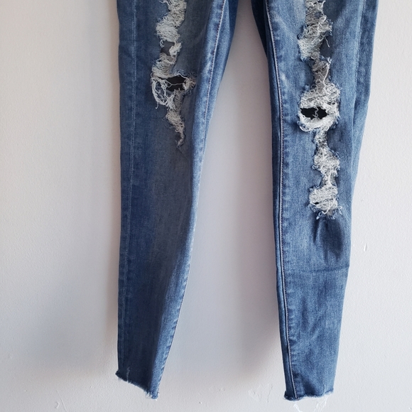 American Eagle Stretch Super High Rise Jegging Jeans Distressed Ripped 2 Short - Picture 6 of 12